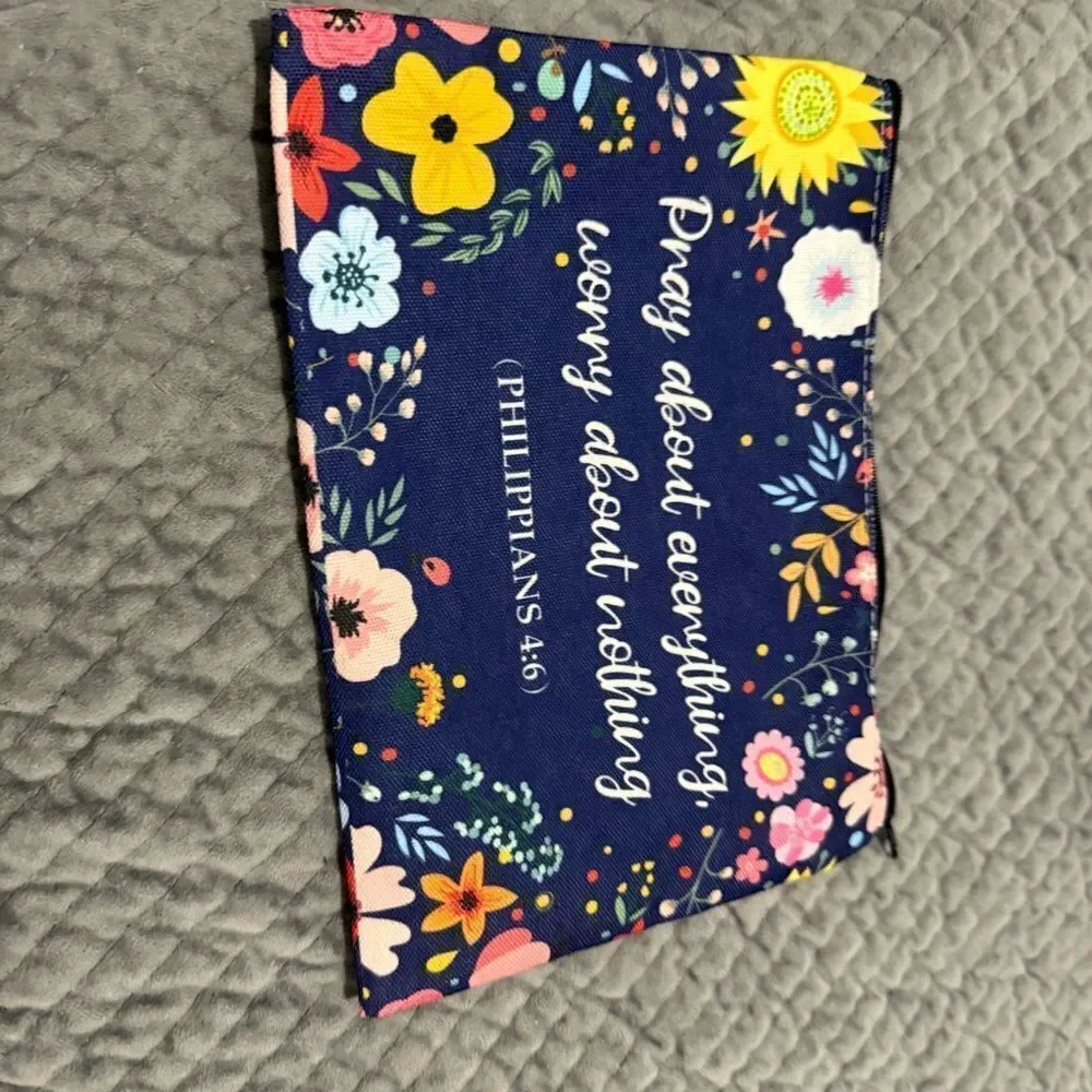 Floral Scripture Pouch – “Pray About Everything” Philippians 4:6